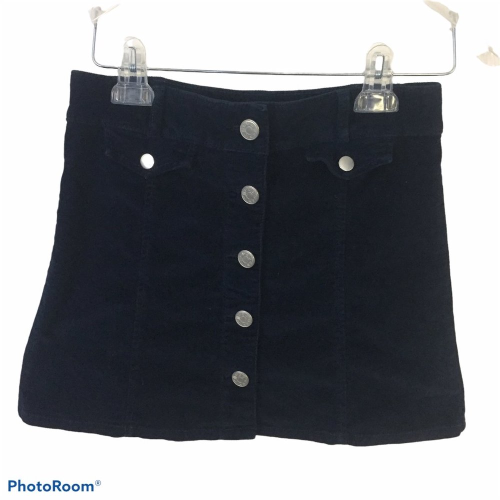 BDG Womens 0 Mini Skirt Navy Blue Cotton Corduroy Stretch